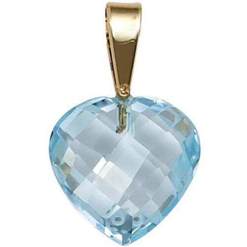 Anh�nger Herz 585 Gold Gelbgold 1 Blautopas hellblau blau HerzAnh�nger