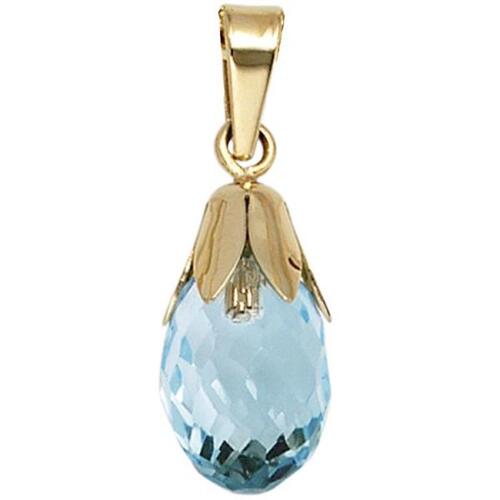 Anh�nger Tropfen 333 Gold Gelbgold 1 Blautopas blau Gold Anh�nger
