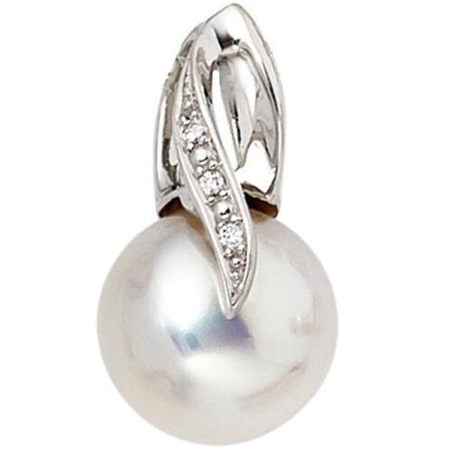 Anh�nger 585 Wei�gold 1 S��wasser Perle 3 Diamanten Perlen Anh�nger