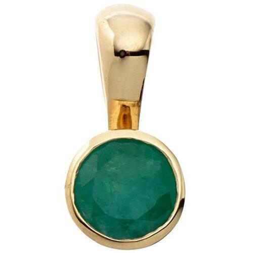 Anh�nger rund 333 Gold Gelbgold 1 Smaragd gr�n Gold Anh�nger