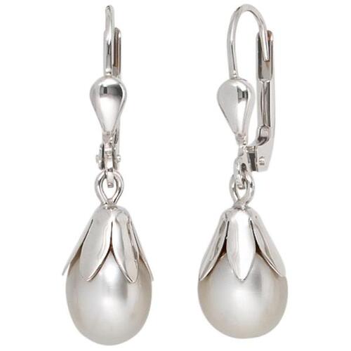 Boutons 333 Gold Wei�gold 2 S��wasserperlen Perlen Ohrringe Ohrh�nger