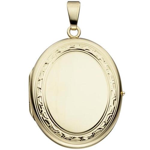 Medaillon oval 585 Gelbgold Anh�nger zum �ffnen