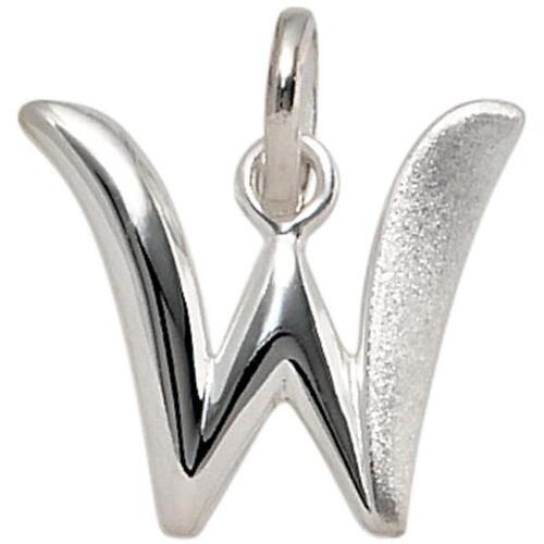 Anhnger Buchstabe W 925 Sterling Silber matt Buchstabenanhnger