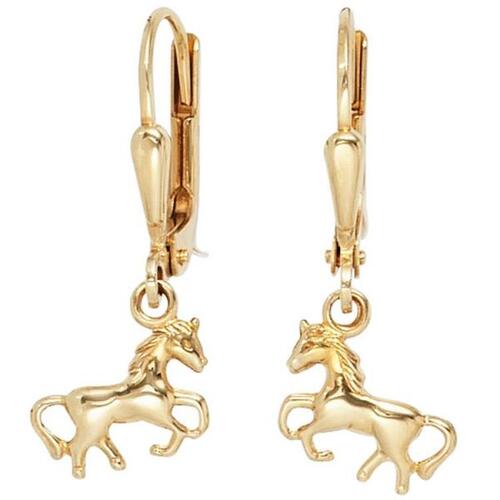 Kinder Boutons Pferd Pferde 333 Gold Gelbgold Ohrringe Ohrh�nger