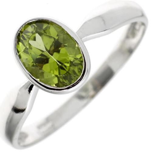 Damen Ring 925 Sterling Silber, rhodiniert 1 Peridot gr�n (Gr��e: 56)