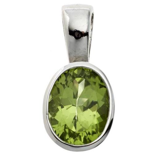 Anh�nger 925 Sterling Silber rhodiniert 1 Peridot gr�n 15,5 mm