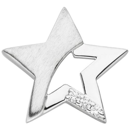 Kinder Anh�nger Stern 925 Sterling Silber mattiert 3 Zirkonia