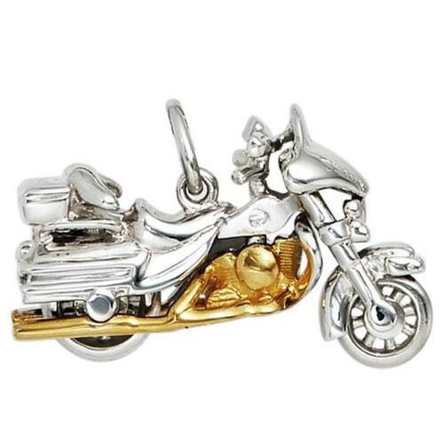 Anh�nger Motorrad 925 Sterling Silber rhodiniert bicolor vergoldet