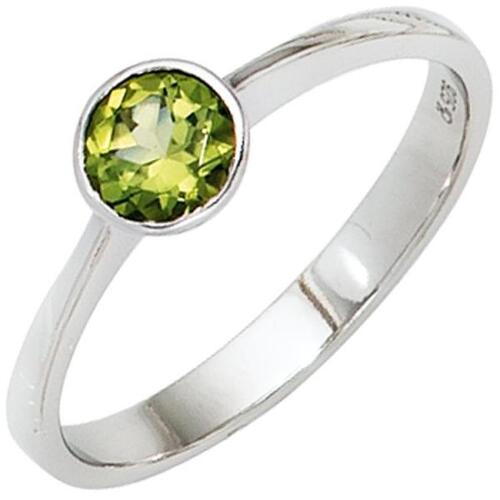 Damen Ring 925 Sterling Silber rhodiniert 1 Peridot gr�n (Gr��e: 56)