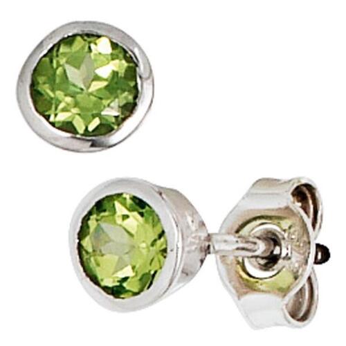 Ohrstecker 925 Sterling Silber rhodiniert 2 Peridote gr�n Ohrringe