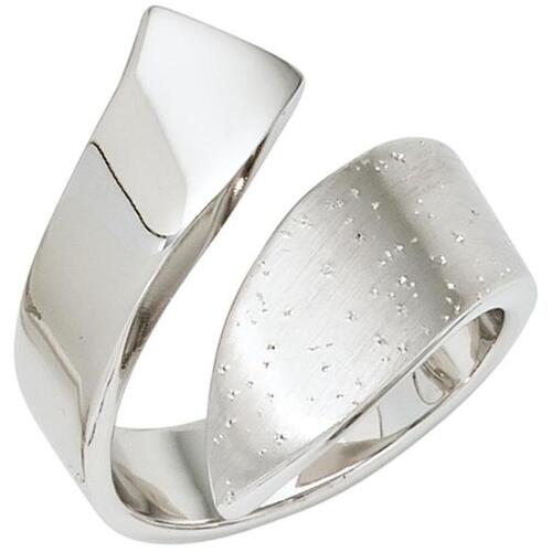 Damen Ring offen 925 Sterling Silber mattiert mit Glitzereffekt (Gr��e: 56)