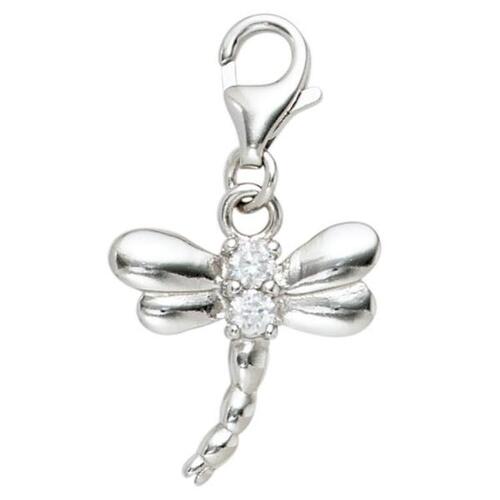 Einh�nger Charm Libelle 925 Sterling Silber rhodiniert 2 Zirkonia