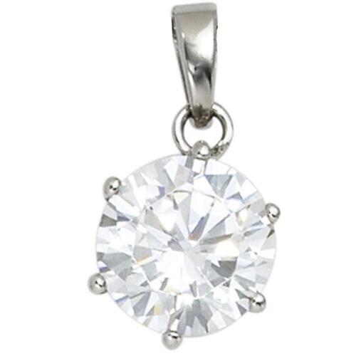 Anh�nger 925 Sterling Silber rhodiniert 1 Zirkonia 11,5 mm hoch