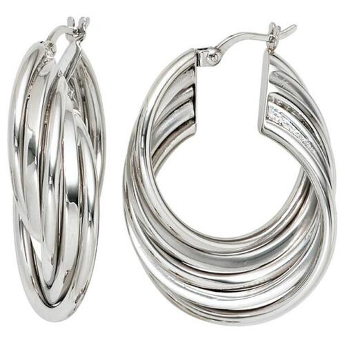 Creolen 925 Sterling Silber rhodiniert, 10,1 mm breit