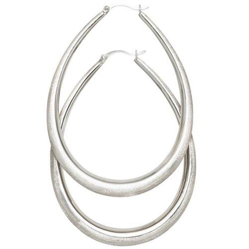 Creolen 925 Sterling Silber rhodiniert eismatt Ohrringe 4,3 mm breit