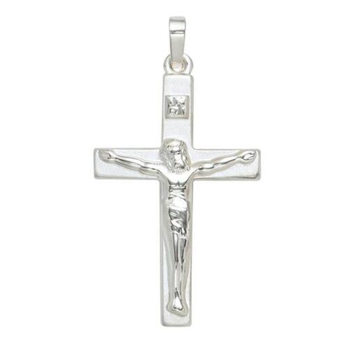 Anh�nger Kreuz 925 Sterling Silber rhodiniert teilmattiert