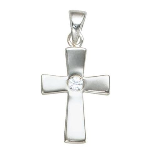 Anh�nger Kreuz 925 Sterling Silber rhodiniert 1 Zirkonia