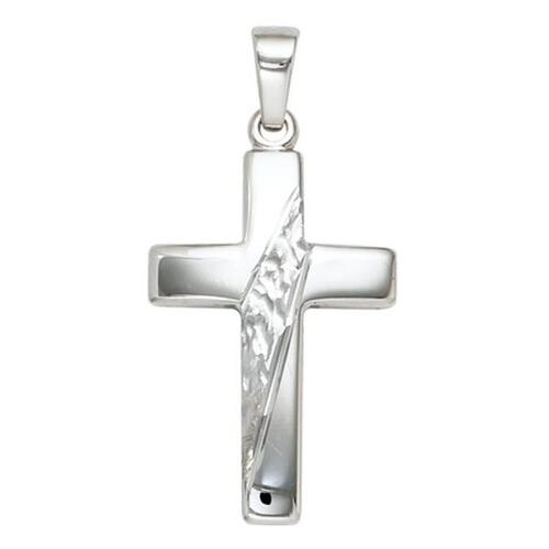 Anh�nger Kreuz 925 Silber massiv rhodiniert teilgeh�mmert