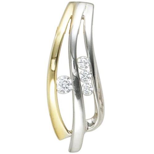 Anh�nger 925 Sterling Silber rhodiniert teilvergoldet 4 Zirkonia