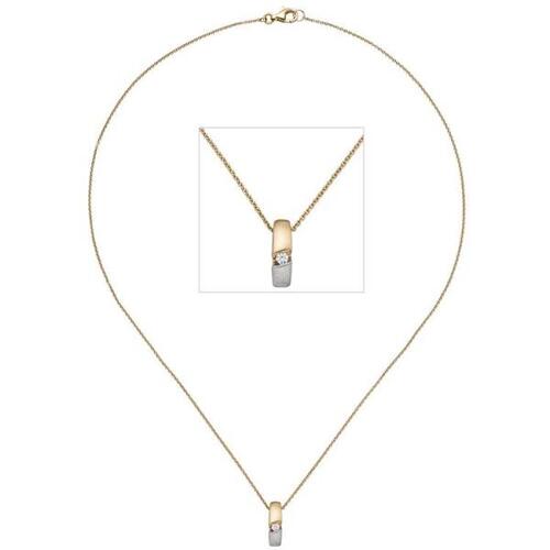 Collier, Anh�nger 585 Gelbgold mattiert 1 Diamant Brillant 43 cm