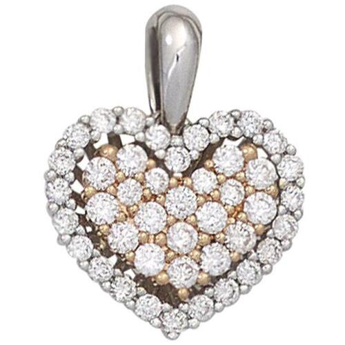 Anh�nger Herz 585 Wei�- Rotgold 43 Diamanten Brillanten