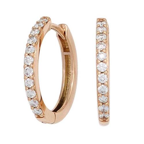 Creolen 585 Rotgold 22 Diamanten Brillanten Ohrringe Klappmechanik