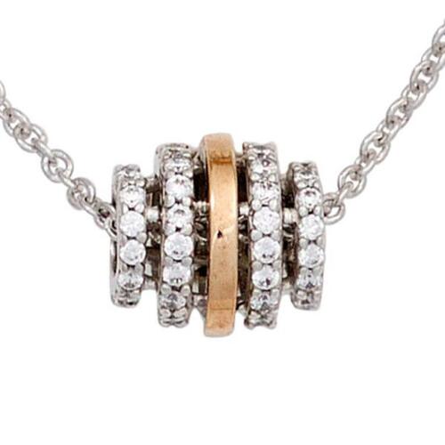 Collier Kette mit Anh�nger 585 Gold bicolor 64 Diamanten Brillanten 45 cm
