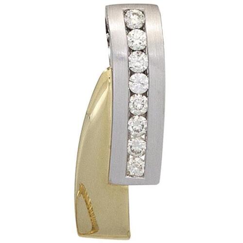 Anh�nger 585 Wei�- Gelbgold teilmattiert 8 Diamanten Brillanten