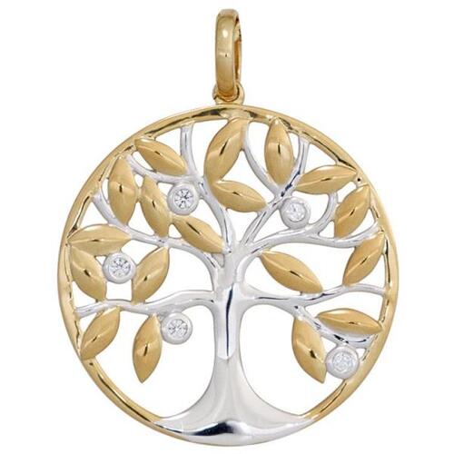 Anh�nger Baum 585 Gelbgold bicolor 5 Diamanten Brillanten