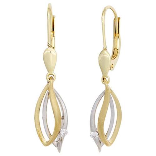 Boutons 585 Gold Gelbgold Wei�gold 2 Diamanten Brillanten Ohrh�nger