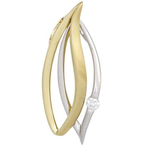 Anh�nger 585 Gelbgold Wei�gold kombiniert teilmattiert 1 Diamant