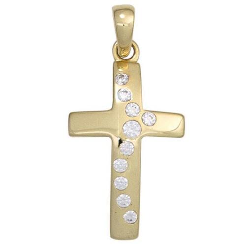 Anh�nger Kreuz 333 Gelbgold 10 Zirkonia