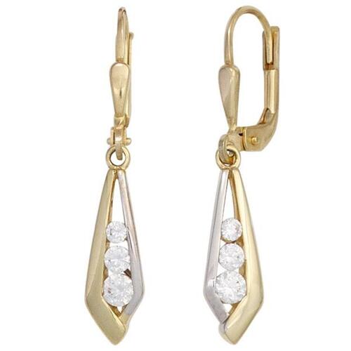 Boutons 333 Gold Gelbgold teilrhodiniert 6 Zirkonia Ohrringe Ohrh�nger