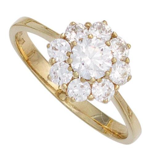 Damen Ring 375 Gold Gelbgold 9 Zirkonia Goldring (Gr��e: 56)