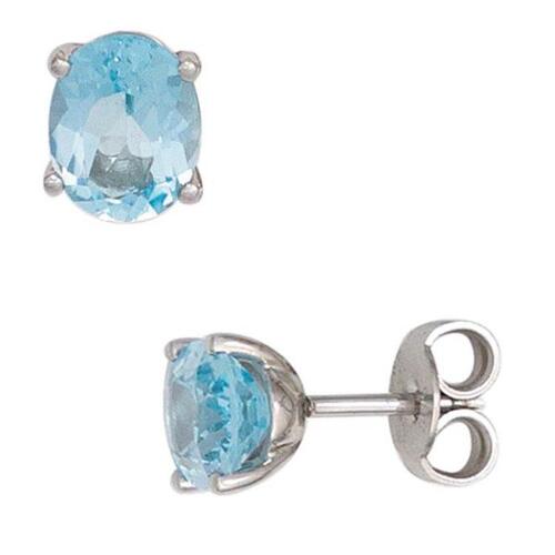 Ohrstecker 585 Wei�gold 2 Blautopase Ohrringe
