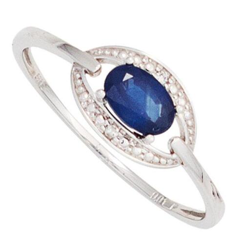 Damen Ring 585 Gold Wei�gold 1 Safir blau (Gr��e: 54)