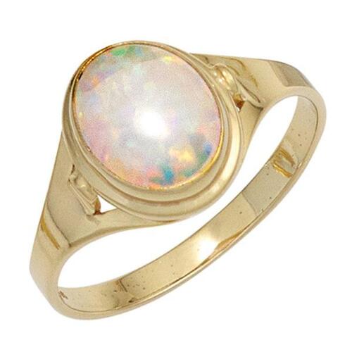 Damen Ring 333 Gelbgold 1 Opal Goldring (Gr��e: 54)