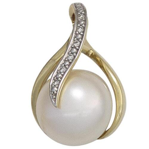 Anh�nger 585 Gelbgold 1 S��wasser Perle 6 Diamanten Brillanten