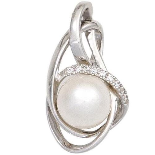 Anhnger 585 Weigold 1 Swasser Perle 9 Diamanten Perlenanhnger