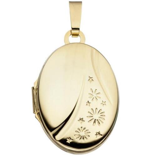 Medaillon oval 585 Gold Gelbgold Anh�nger zum �ffnen