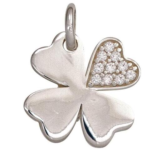 Kinder Anh�nger Kleeblatt 925 Silber mit Zirkonia Gl�cksbringer