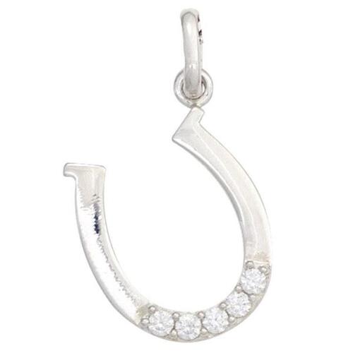 Kinder Anh�nger Hufeisen 925 Sterling Silber 5 Zirkonia Kinderanh�nger