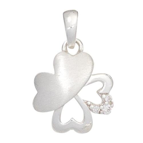 Kinder Anh�nger Kleeblatt aus 925 Silber mit Zirkonia Gl�cksbringer