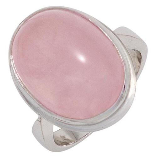 Damen Ring 925 Sterling Silber rhodiniert 1 Rosenquarz Cabochon rosa (Gr��e: 58)