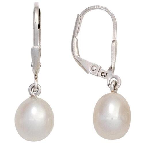 Boutons 925 Sterling Silber rhodiniert 2 S��wasserperlen Ohrringe