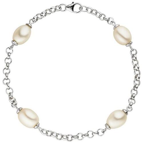 Armband 925 Sterling Silber rhodiniert 4 S��wasserperlen Perlen 19 cm