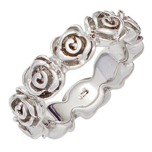 Damen Ring Rosen 925 Sterling Silber rhodiniert (Gr��e: 52)