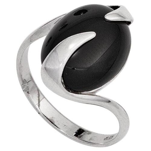 Damen Ring 925 Sterling Silber rhodiniert 1 Onyx schwarz (Gr��e: 54)