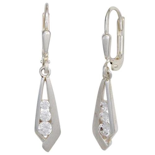 Boutons 925 Sterling Silber teilmattiert 6 Zirkonia Ohrringe Ohrh�nger
