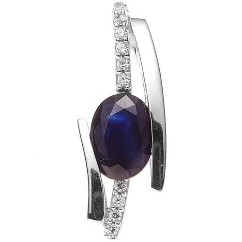 Anh�nger 585 Wei�gold 1 blauer Saphir 10 Diamanten Brillanten